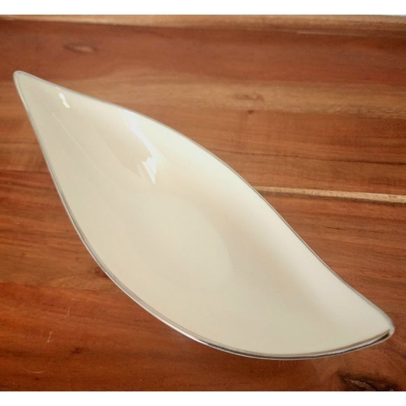 Lenox Olympia Nut Dish cream silver trim 1960s vintage danish modern style - Picture 3 of 9